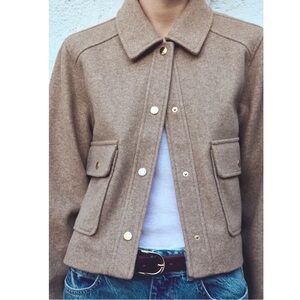 SALE! Zara Tan Cropped Soft Jacket with Gold Accents